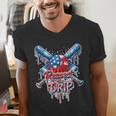 Respect The Drip Baseball American Flag Ice Cream Drip Youth Men's V-Neck T-Shirt Respect The Drip Baseball American Flag Ice Cream Drip Youth Men's V-Neck T-Shirt