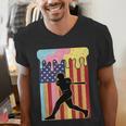 Retro Baseball Drip Boys Ice Cream Patriotic American Flag Men's V-Neck T-Shirt Retro Baseball Drip Boys Ice Cream Patriotic American Flag Men's V-Neck T-Shirt