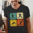 Retro Style Baseball Lover Playing Men Women Kids Baseball Men's V-Neck T-Shirt