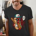 Retro Vintage Baseball Hot Dogs Men's V-Neck T-Shirt Retro Vintage Baseball Hot Dogs Men's V-Neck T-Shirt