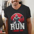 Run I Dare You Baseball Ball Player Catcher Coach Tee Men's V-Neck T-Shirt Run I Dare You Baseball Ball Player Catcher Coach Tee Men's V-Neck T-Shirt