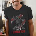 Run I Dare You Baseball Catcher Graphic Players Fans Men's V-Neck T-Shirt Run I Dare You Baseball Catcher Graphic Players Fans Men's V-Neck T-Shirt