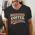 Weekends Coffee Baseball Retro Vibes Men's V-Neck T-Shirt Weekends Coffee Baseball Retro Vibes Men's V-Neck T-Shirt