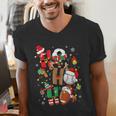 Santa Baseball Football Soccer Pajamas Ho Ho Christmas Xmas Men's V-Neck T-Shirt Santa Baseball Football Soccer Pajamas Ho Ho Christmas Xmas Men's V-Neck T-Shirt