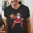 Santa Playing Baseball Baseball Lover Baseballer Xmas Men's V-Neck T-Shirt Santa Playing Baseball Baseball Lover Baseballer Xmas Men's V-Neck T-Shirt