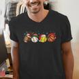 Santa Sports Boys Xmas Baseball Football Softball Basketball Men's V-Neck T-Shirt Santa Sports Boys Xmas Baseball Football Softball Basketball Men's V-Neck T-Shirt