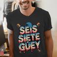 SEIS Siete Guey Baseball Drip Mexico Spanish 67 Slang Boys Men's V-Neck T-Shirt SEIS Siete Guey Baseball Drip Mexico Spanish 67 Slang Boys Men's V-Neck T-Shirt