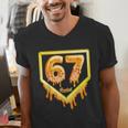 Six Seven 67 Meme Gen Alpha Slang Baseball 101 Men's V-Neck T-Shirt