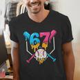 Six Seven Baseball Ice Cream Drip Cool 67 Gen Alpha Slang Men's V-Neck T-Shirt