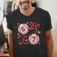 Six Seven Baseball Lover Sports Red Heart Bow Valentine Girl Men's V-Neck T-Shirt