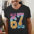 Six Seven Drip Baseball Player Number 67 Or 67th Birthday Men's V-Neck T-Shirt Six Seven Drip Baseball Player Number 67 Or 67th Birthday Men's V-Neck T-Shirt