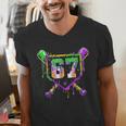 Six Seven Mardi Gras Baseball Sports Party Men's V-Neck T-Shirt Six Seven Mardi Gras Baseball Sports Party Men's V-Neck T-Shirt