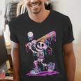 Skeleton Baseball Drip Boys Youth Kids Halloween Men's V-Neck T-Shirt Skeleton Baseball Drip Boys Youth Kids Halloween Men's V-Neck T-Shirt
