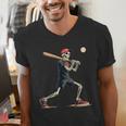 Skeleton Baseball Halloween Costume Men Boys Kids Men's V-Neck T-Shirt