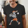 Skeleton Batting Baseball Halloween Men's V-Neck T-Shirt Skeleton Batting Baseball Halloween Men's V-Neck T-Shirt