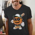 Spooky Jack O Lantern Baseball Halloween Costumes Boys Men's V-Neck T-Shirt Spooky Jack O Lantern Baseball Halloween Costumes Boys Men's V-Neck T-Shirt