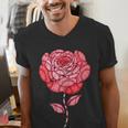 Sporty Rose Graphic With Baseball And Rugby Ball Petals Men's V-Neck T-Shirt Sporty Rose Graphic With Baseball And Rugby Ball Petals Men's V-Neck T-Shirt