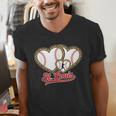 St Louis Leopard Heart Baseball Batter Boys Fan Men's V-Neck T-Shirt