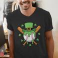 St Patricks Day Baseball Drip Ice Cream Baseball Home Plate Men's V-Neck T-Shirt St Patricks Day Baseball Drip Ice Cream Baseball Home Plate Men's V-Neck T-Shirt