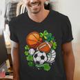 St Patricks Day Shamrock Basketball Baseball Football Soccer Men's V-Neck T-Shirt St Patricks Day Shamrock Basketball Baseball Football Soccer Men's V-Neck T-Shirt