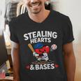 Stealing Hearts & Bases Valentine’s Day Baseball Love Men's V-Neck T-Shirt Stealing Hearts & Bases Valentine’s Day Baseball Love Men's V-Neck T-Shirt