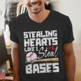 Stealing Hearts Like I Steal Bases Baseball Valentines Men's V-Neck T-Shirt Stealing Hearts Like I Steal Bases Baseball Valentines Men's V-Neck T-Shirt