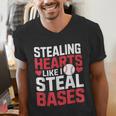 Stealing Hearts Like I Steal Bases Cute Baseball Kids Men's V-Neck T-Shirt Stealing Hearts Like I Steal Bases Cute Baseball Kids Men's V-Neck T-Shirt