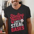 Stealing Hearts Like I Steal Bases Cute Baseball Valentine Men's V-Neck T-Shirt Stealing Hearts Like I Steal Bases Cute Baseball Valentine Men's V-Neck T-Shirt