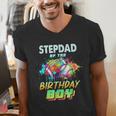Stepdad Of The Birthday Boy Baseball Football Colorful Men's V-Neck T-Shirt Stepdad Of The Birthday Boy Baseball Football Colorful Men's V-Neck T-Shirt