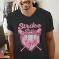 Strike Out Breast Cancer Baseball Drip For Boys Youth Men's V-Neck T-Shirt Strike Out Breast Cancer Baseball Drip For Boys Youth Men's V-Neck T-Shirt