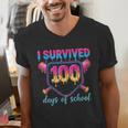 I Survived 100 Days Of School Baseball 100th Day Kids Girls Men's V-Neck T-Shirt I Survived 100 Days Of School Baseball 100th Day Kids Girls Men's V-Neck T-Shirt
