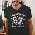 I Survived 67 Days Of School Baseball Six Seven Teacher Men's V-Neck T-Shirt I Survived 67 Days Of School Baseball Six Seven Teacher Men's V-Neck T-Shirt