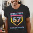 I Survived 67 Days Of School Baseball Trend For Boys Girls Men's V-Neck T-Shirt