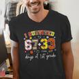 I Survived 6733 Days Of 1st Grade Baseball Football 100 Day Men's V-Neck T-Shirt