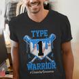 T1D Warrior Baseball Drip Diabetes Awareness Blue Ribbon Men's V-Neck T-Shirt T1D Warrior Baseball Drip Diabetes Awareness Blue Ribbon Men's V-Neck T-Shirt