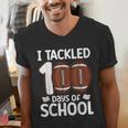 I Tackled 100 Days Of School Baseball Player Kids Teacher Men's V-Neck T-Shirt