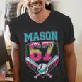 Trendy Mason 67 Mem Ice Cream Drip Baseball Birthday Costume Men's V-Neck T-Shirt