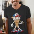 USA Patriotic Baseball Ice Cream Cone Freedom Men's V-Neck T-Shirt USA Patriotic Baseball Ice Cream Cone Freedom Men's V-Neck T-Shirt