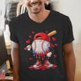 Valentine Baseball Heart Drip Sport Love Valentines Day Boys Men's V-Neck T-Shirt Valentine Baseball Heart Drip Sport Love Valentines Day Boys Men's V-Neck T-Shirt
