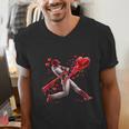 Valentine Baseball Player Drip Men's V-Neck T-Shirt Valentine Baseball Player Drip Men's V-Neck T-Shirt
