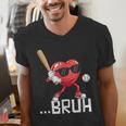 Valentines Bruh Red Heart Playing Baseball Men Boys Kids Men's V-Neck T-Shirt Valentines Bruh Red Heart Playing Baseball Men Boys Kids Men's V-Neck T-Shirt