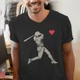 Valentines Day Baseball Batter Silhouette Heart Men Boy Kids Men's V-Neck T-Shirt Valentines Day Baseball Batter Silhouette Heart Men Boy Kids Men's V-Neck T-Shirt