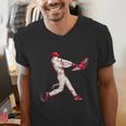 Valentines Day Baseball Batter Silhouette Heart For Men Boys Men's V-Neck T-Shirt