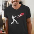 Valentines Day Baseball Batter Silhouette Heart Men's V-Neck T-Shirt Valentines Day Baseball Batter Silhouette Heart Men's V-Neck T-Shirt