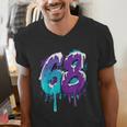 Vintage Baseball 68 Number Men's V-Neck T-Shirt Vintage Baseball 68 Number Men's V-Neck T-Shirt