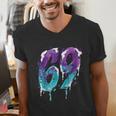 Vintage Baseball 69 Number Men's V-Neck T-Shirt