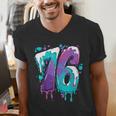 Vintage Baseball 76 Number Men's V-Neck T-Shirt Vintage Baseball 76 Number Men's V-Neck T-Shirt