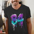 Vintage Baseball 84 Number Men's V-Neck T-Shirt