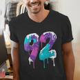 Vintage Baseball 92 Number Men's V-Neck T-Shirt Vintage Baseball 92 Number Men's V-Neck T-Shirt