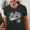 Vintage Baseball Tee Lefty Left Handed Baseball Player Men's V-Neck T-Shirt Vintage Baseball Tee Lefty Left Handed Baseball Player Men's V-Neck T-Shirt